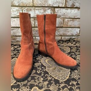 Unisa Rust Brown Suede Leather Zipper Ankle Boots 7.5 US EU 38